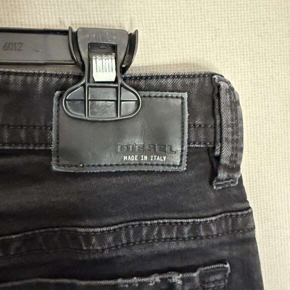 Diesel DNA Thavar Jeans 32x32 Smaller Fit Black Mens Slim Skinny Distress Italy - Picture 7 of 12